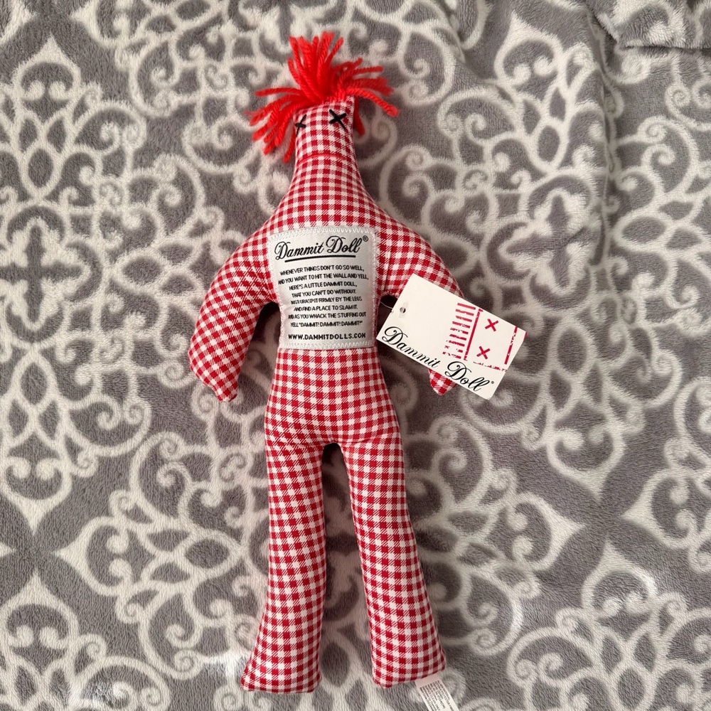 New with tag. Original Dammit Doll. Red & White Checkered. Soft cotton. Stuffed